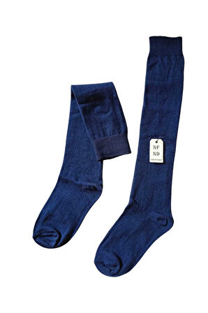 Anne Çorabı 2 Çift Dizaltı Kalın Sıcak Likralı Esnek Yünlü Kadın Çorap Rahat Uzun 36-40 Lacivert