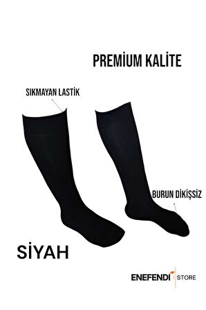 ANNE ÇORABI DİZALTI LÜX KALİTELİ PAMUKLU BURUN DİKİŞSİZ SIKMAYAN LASTİK ESNEK KADIN ÇORAP SİYAH