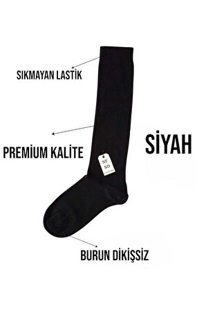 ANNE ÇORABI DİZALTI LÜX KALİTELİ PAMUKLU BURUN DİKİŞSİZ SIKMAYAN LASTİK ESNEK KADIN ÇORAP SİYAH