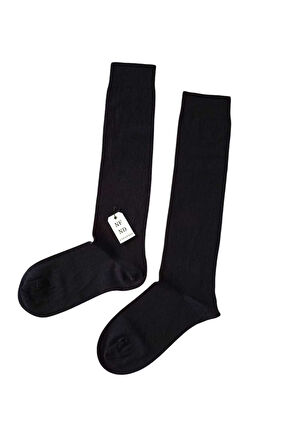 ANNE ÇORABI 2ÇİFT DİZALTI LÜX KALİTELİ PAMUKLU BURUN DİKİŞSİZ SIKMAYAN LASTİK KADIN ÇORAP SİYAH