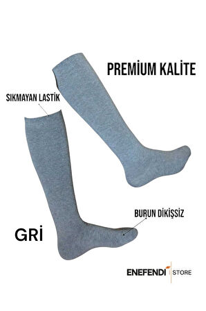 ANNE ÇORABI DİZALTI LÜX KALİTELİ PAMUKLU BURUN DİKİŞSİZ SIKMAYAN LASTİK ESNEK KADIN ÇORAP GRİ