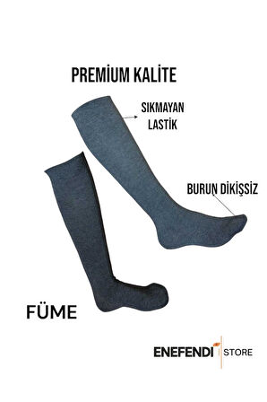 ANNE ÇORABI DİZALTI LÜX KALİTELİ PAMUKLU BURUN DİKİŞSİZ SIKMAYAN LASTİK ESNEK KADIN ÇORAP FÜME