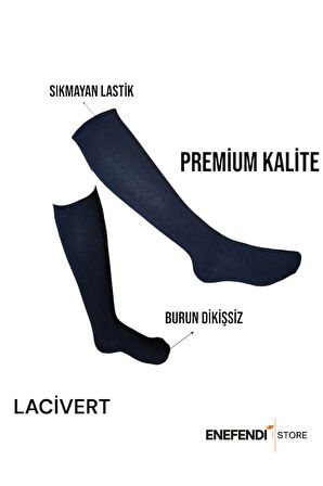 ANNE ÇORABI DİZALTI LÜX KALİTELİ PAMUKLU BURUN DİKİŞSİZ SIKMAYAN LASTİK ESNEK KADIN ÇORAP LACİVERT