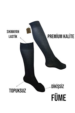 Anne Çorabı Dizaltı Lüx Kaliteli Pamuklu Dikişsiz Sıkmayan Lastik Topuksuz Kadın Pantolon Çorap Füme