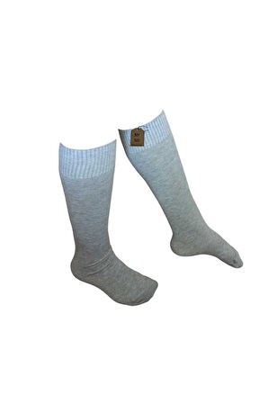 ANNE ÇORABI DİZALTI 240 DEN PAMUKLU DİKİŞSİZ SIKMAYAN LASTİK TOPUKSUZ PANTOLON ÇORAP SATEN DOKU GRİ