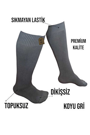 ANNE ÇORABI DİZALTI 240DEN PAMUKLU DİKİŞSİZ SIKMAYAN LASTİK TOPUKSUZ PANTOLON ÇORAP SATEN DOKU K GRİ