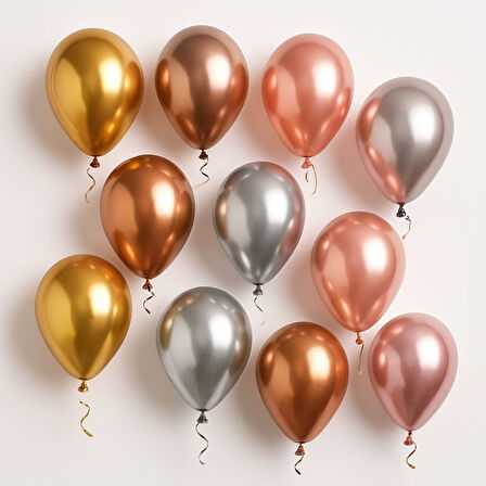 50 ADET BALON DOĞUM GÜNÜ PARTİ SÜS EĞLENCE 11 inç 28 cm METALİK KARIŞIK RENK HEDİYE