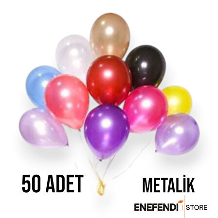50 ADET BALON DOĞUM GÜNÜ PARTİ SÜS EĞLENCE 11 inç 28 cm METALİK KARIŞIK RENK HEDİYE