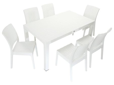 Mandella Elit Rattan 90x150 Elit Sandalye Masa Takımı BEYAZ