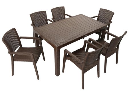 Mandella Elit Rattan 90x150 Zeus Koltuk Masa Takımı KAHVERENGİ
