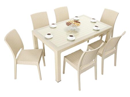 Mandella Elit Rattan 90x150 Elit Sandalye Camlı Masa Takımı ÇÖLBEJİ