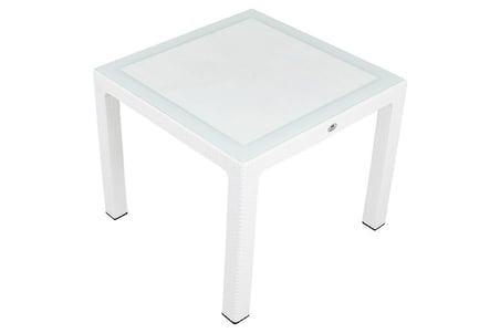 Mandella 90x90 Elit Rattan Masa (Camlı) BEYAZ