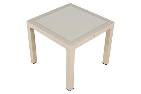 Mandella 90x90 Elit Rattan Masa (Camlı) ÇÖLBEJİ