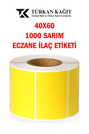 40x60 1000li Eczane ilaç Tarif Etiketi Sarı Renk 10 Adet