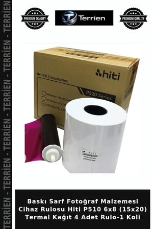 Baskı Sarf Fotoğraf Malzemesi Cihaz Rulosu Hiti P510 6x8 (15x20) Termal Kağıt 4 Adet Rulo-1 Koli
