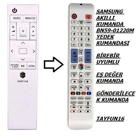 SAMSUNG AKILLI KUMANDA BN59-01220M BEYAZ YEDEK KUMANDA