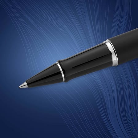 Waterman Expert Mat Siyah Krom Tasarımlı Roller Kalem, İnce Uç, Siyah Mürekkep