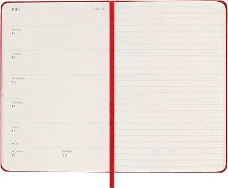Moleskine 2025 Semanal P Rojo Escarlata Tapa Dura