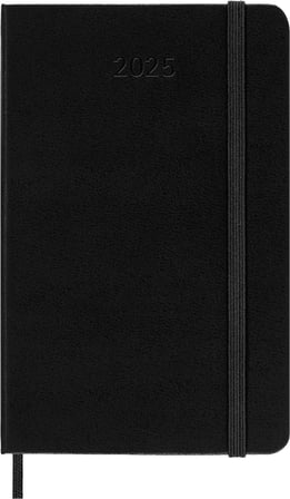 Moleskine Günlük Planlayıcı, 12 Aylık Günlük Planlayıcı 2025, Sabit Kapak Ve Elastik Kilit, Renk Siy