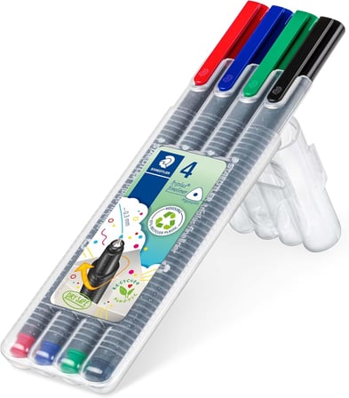 Staedtler 334 Sb4 Triplus Üçgen Fineliner Klasik Renk 0.3 Mm 4'Lü Set