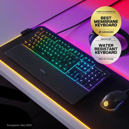 Steelseries Apex 3 Rgb Oyun Klavyesi 10 Bölgeli Rgb Aydınlatma Ip32 Su Geçirmez Birinci Sınıf Manyet