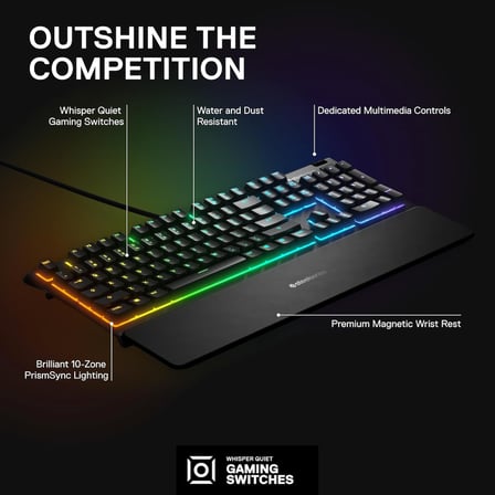 Steelseries Apex 3 Rgb Oyun Klavyesi 10 Bölgeli Rgb Aydınlatma Ip32 Su Geçirmez Birinci Sınıf Manyet