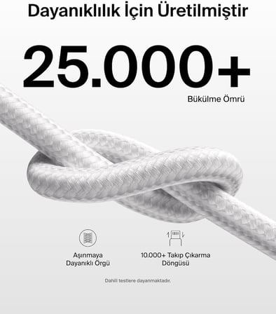 Belkin 2'Li Örgülü Usb-C - Lightning Kablo, 1,5 M, Yumuşak, Esnek Ve Hızlı Şarj Kablosu, Iphone 14 V