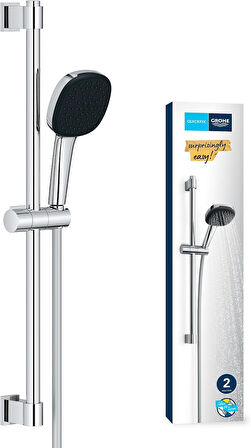 Grohe Vitalio Comfort 110 Sürgülü Duş Seti, 110Mm Kare 2 Akışlı El Duşu, 600Mm Sürgülü Ray, 1750Mm D