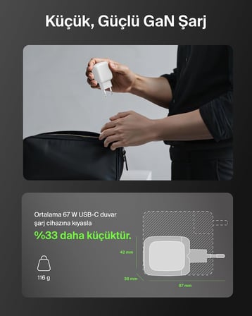 Belkin Smartprotect 2 Portlu Usb-C Şarj Cihazı 67 W, 2 Usb-C Portuna Sahip Çift Portlu Gan Şarj Ciha
