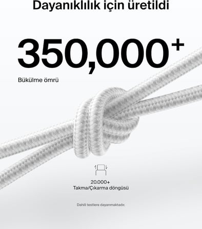 Belkin Eco Örgülü Usb-C - Usb-C Kablosu, 2 M, 240 W, Yumuşak, Esnek Hızlı Şarj Kablosu, Iphone 16, G