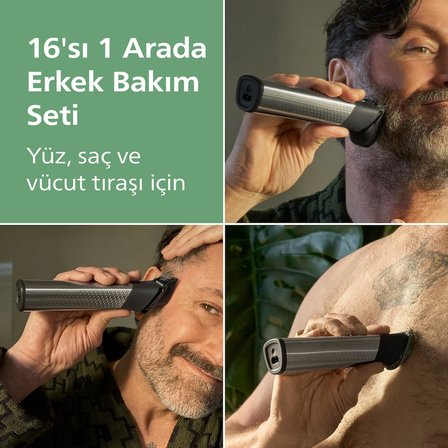 Philips 9000 Serisi Erkek Bakım Seti, 16'Sı 1 Arada, Yüz Saç Ve Vücut Için, Su Geçirmez, Şarjlı Tıra