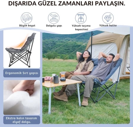 Kingcamp Lemon Lux Double Ultra Konforlu Çift Kişilik Kamp Sandalyesi Grey