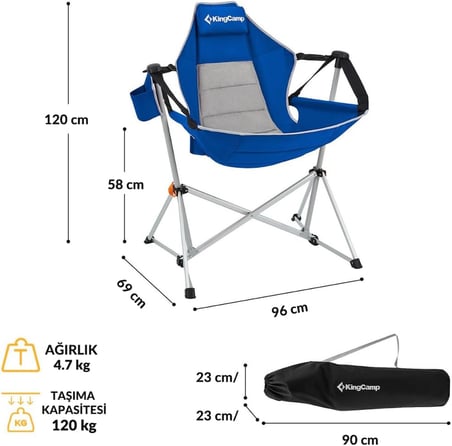 Kingcamp Orchid Salıncaklı Katlanır Kamp Sandalyesi Blue/Grey