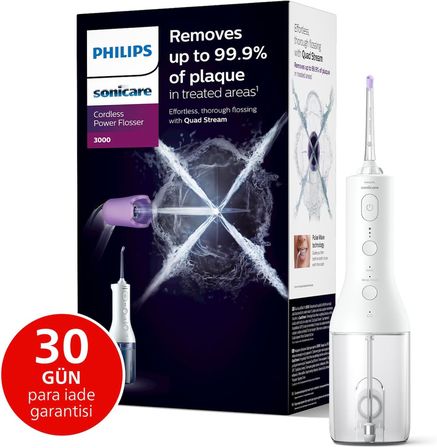 Philips Sonicare Power Flosser 3000 Kablosuz Ağız Duşu, Hızlı Ve Etkili Diş Arası Temizliği, Quad St