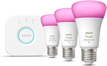 Philips Hue Wca 9W E27 Renkli Akıllı Ampul 3'Lü Başlangıç Seti, Hue Bridge Dahildir
