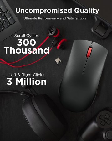 Lenovo Kablosuz Fare (Wl150) - 2.4G Nano Usb-A Çok Yönlü Ergonomik Fare - 3 Milyon Tıklama, 1.000 Dp