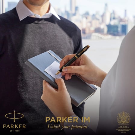 Parker Im Tükenmez Kalem | Altın Süs Parçaları Ile Gri Boya | İnce Paslanmaz Çelik Uç | Yedek Paket 