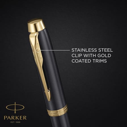 Parker Im Tükenmez Kalem | Altın Süs Parçaları Ile Gri Boya | İnce Paslanmaz Çelik Uç | Yedek Paket 