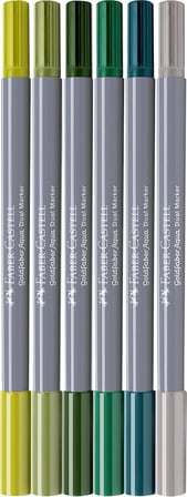 faber-castell goldfaber aqua çift uçlu markör, kaligrafi, 6'lı jungle