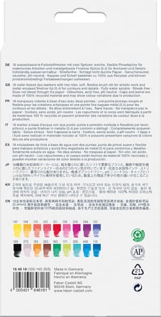 Faber-Castell Goldfaber Aqua Çift Uç Markör 18’Li, Yüksek Pigmentli, Kalıcı Ve Canlı Renkler, Fırça 