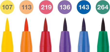 Faber-Castell Pitt Artist Pen Çizim Kalemi Fırça Uç Colour Wheel 6'Lı