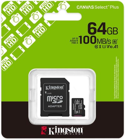 64Gb Microsdxc Canvas Select Plus Gen3 100Mb/S A1 Card + Adapter