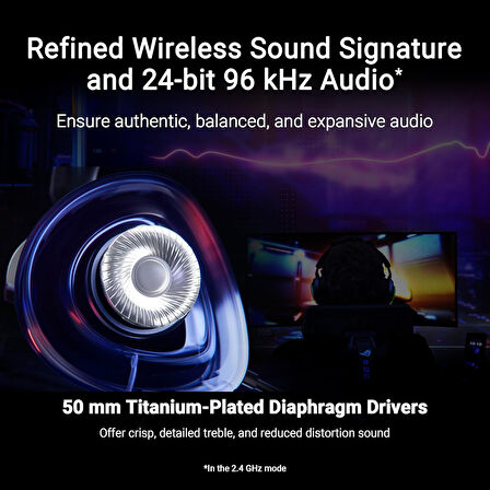 Asus Rog Delta Ii Kablosuz Oyun Kulakliği (50Mm Ti̇Tanyum Sürücüler, Rog Speednova,153-Saat Pi̇L Ömr