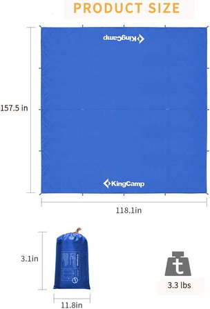 Kingcamp Kamp Brandası, Büyük Boy Su Geçirmez Branda, Gümüş Kaplamalı Upf50+ Uv Koruması, Kamp, Yürü
