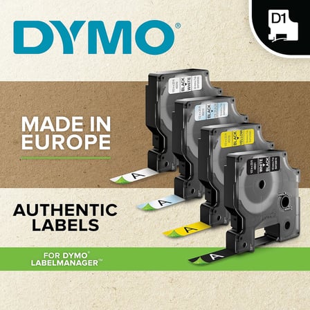 Dymo D1 Yedek Şerit, 12 Mm X 7 Mt, Beyaz/Siyah (45013)