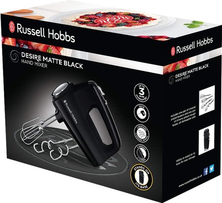 Russell Hobbs El Mikseri Mat Siyah (5 Hız Kademesi Artı Turbo Fonksiyonu, Bulaşık Makinesinde Yıkana