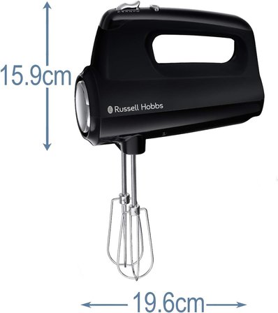 Russell Hobbs El Mikseri Mat Siyah (5 Hız Kademesi Artı Turbo Fonksiyonu, Bulaşık Makinesinde Yıkana
