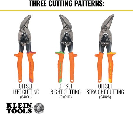 Klein Tools 2401R Sağ Kesme Ofset Snips, Hassas Sac Kesme Için Dövme Bıçaklı Havacılık Kalay Snips