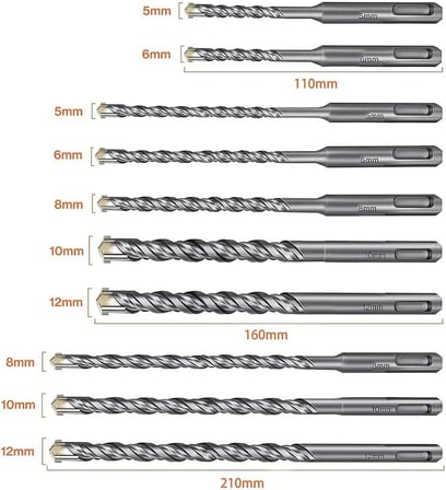 Cat Da03901 Tungsten Karbür Sds-Plus Beton Matkap Uç Seti, 10 Parça