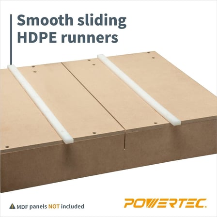 Powertec 71793 Hdpe Gönye Çubuğu 3/4" X 3/8" X 17" Çapraz Kesimli Kızak, Masa Testere Kızağı, Jig, F